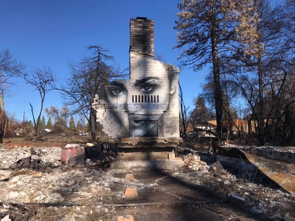 Artist Paints Murals on Camp Fire Wreckage