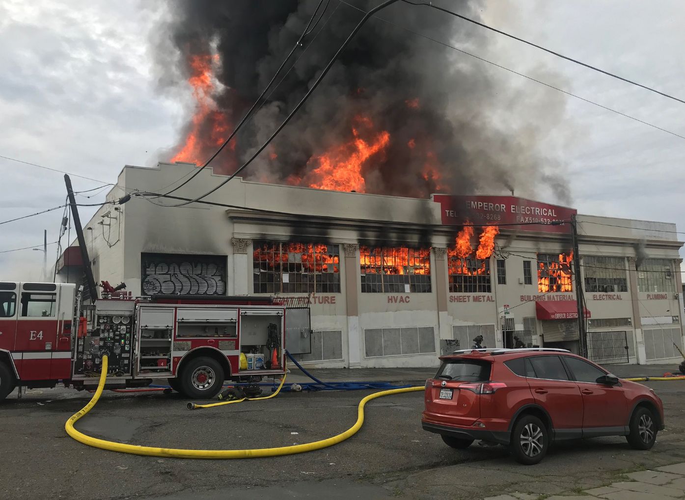 Three-Alarm Fire Guts Warehouse In East Oakland