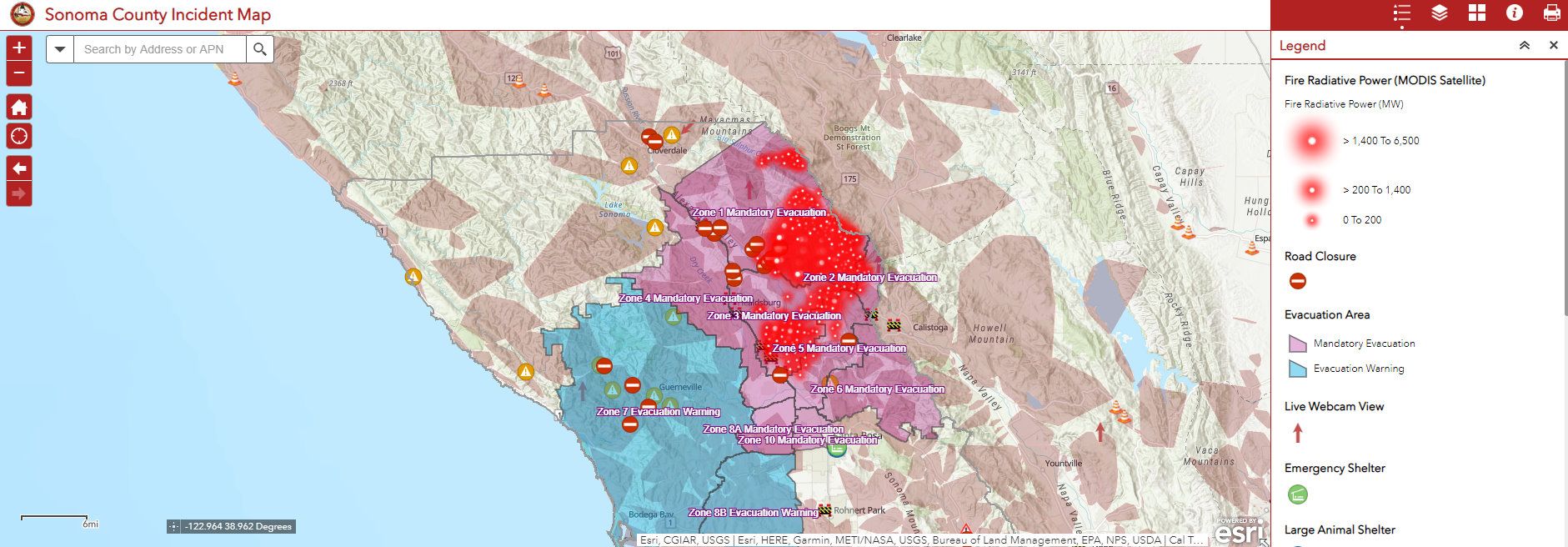 Here's An Auto-Updating Fire Map of Sonoma County and All of California