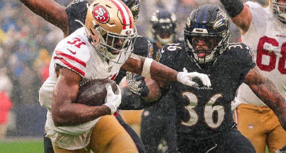 49ers Fall to Ravens 20-17 In a Wet, Hard-Fought Battle