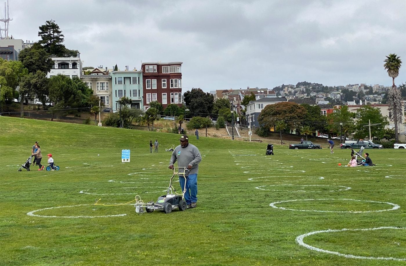 Dolores Park Gets Dotted With Social-Distance Guidance Circles