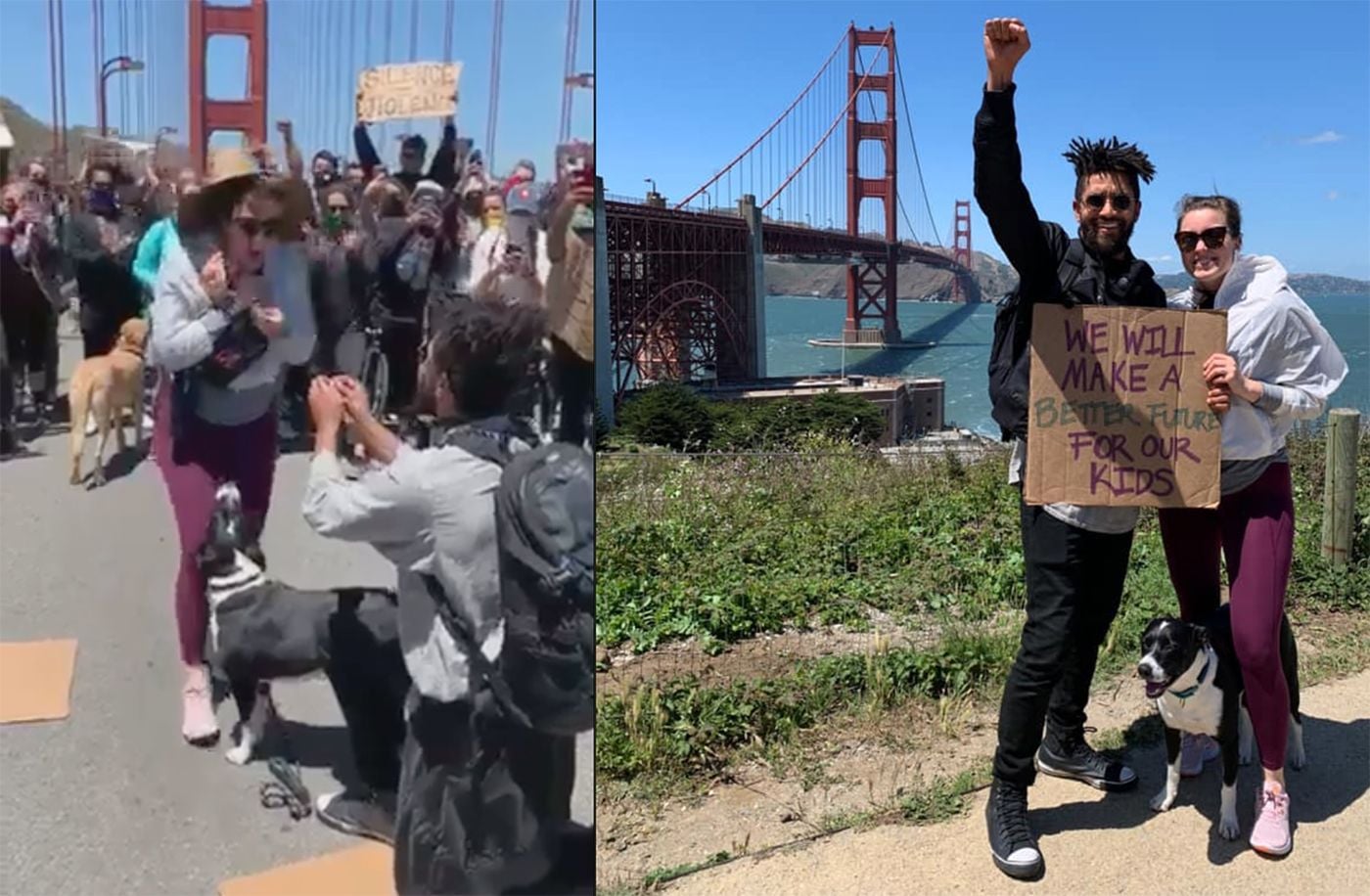 Video: SF Couple Gets Engaged During Black Lives Matter Protest On Golden Gate Bridge
