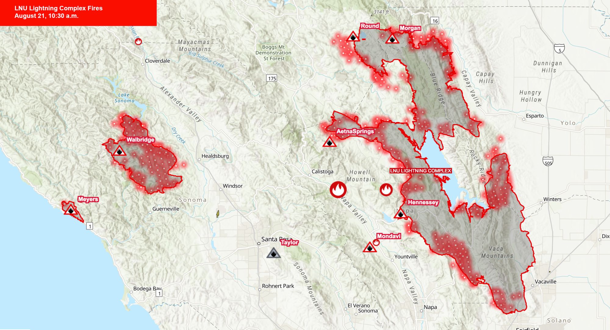 North Bay Fire Complex Grows to 344 Square Miles, Claims Five Lives