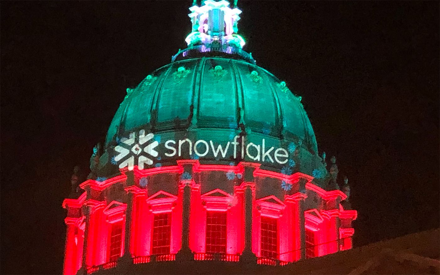 A Company Called 'Snowflake' Projected Its Name On City Hall, and the