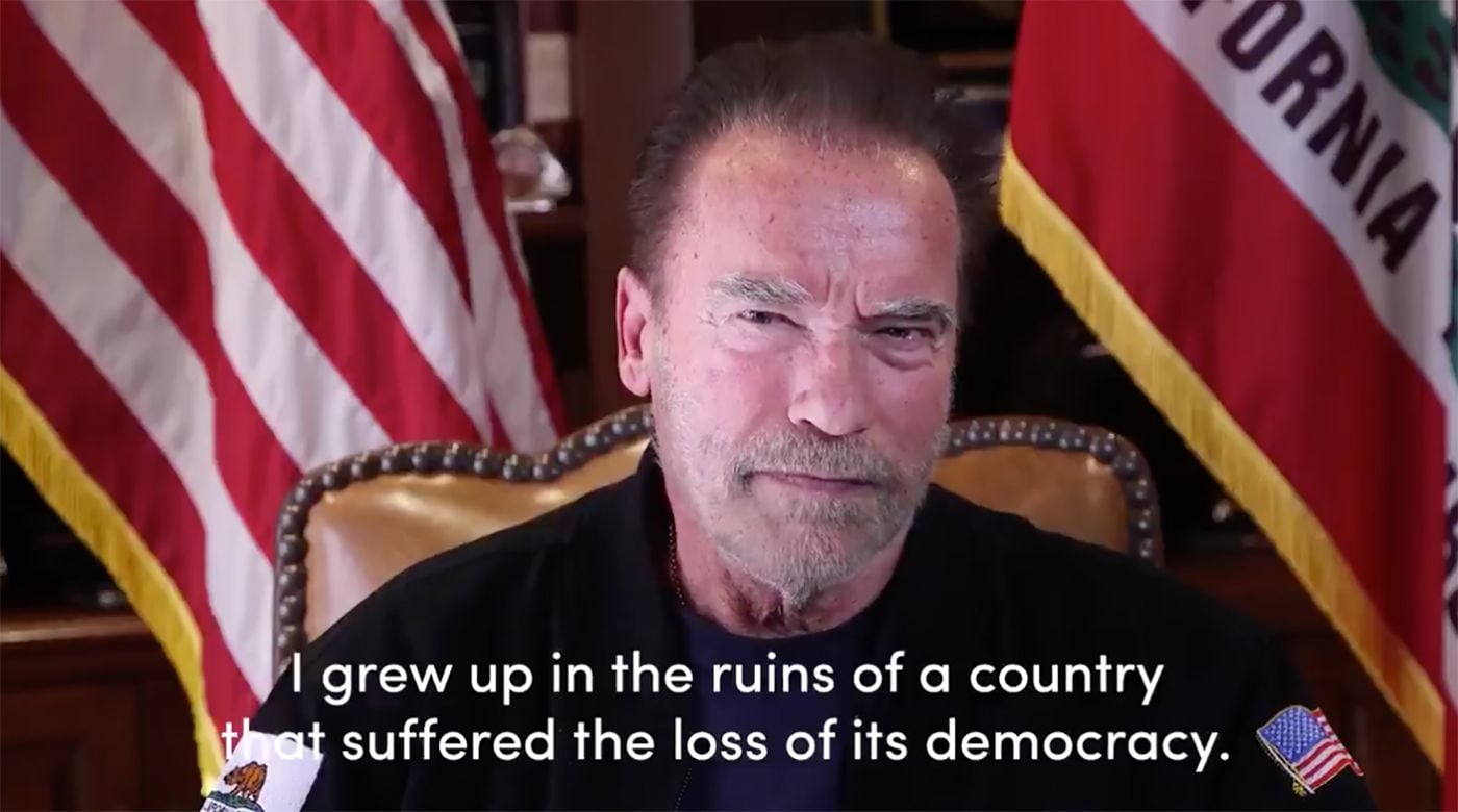 Arnold Schwarzenegger Makes Viral Video Denouncing Attack on the Capitol, Implicitly Compares Trump to Hitler
