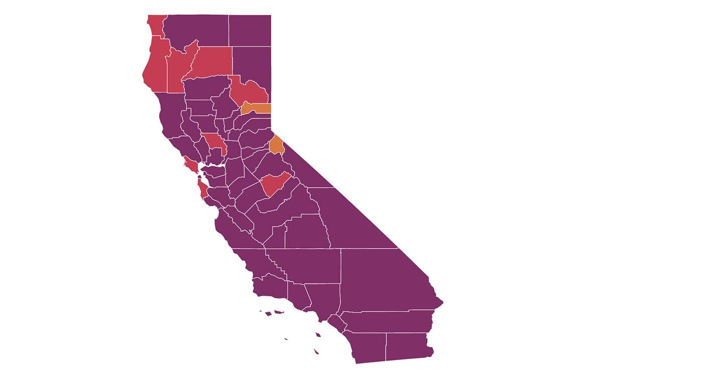 SF Waits Out Another Week In 'Purple' Tier As San Mateo and Marin Counties Turn 'Red'