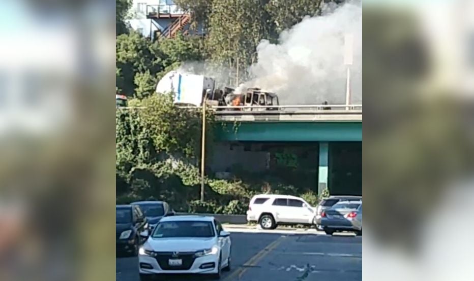 Recology Truck Catches Fire On 101 at Cesar Chavez, Creating Massive Backup