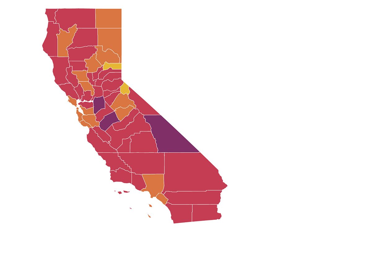 Alameda County Goes 'Orange,' Four Bay Area Counties Remain 'Red' In Latest State Update