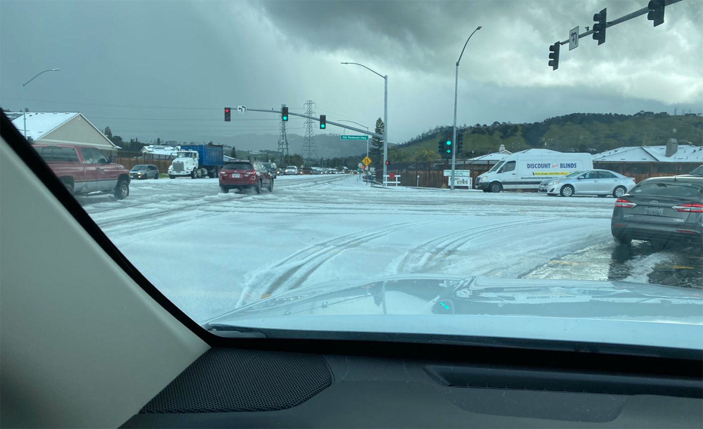 Shower of Hail in Santa Rosa Leads to Six-Car Collision