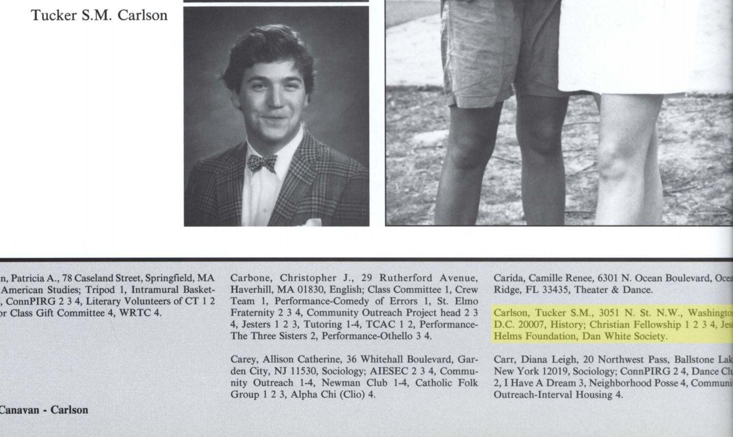 Tucker Carlson's College Yearbook Page Features Apparent Tribute to Harvey Milk/George Moscone Murderer Dan White