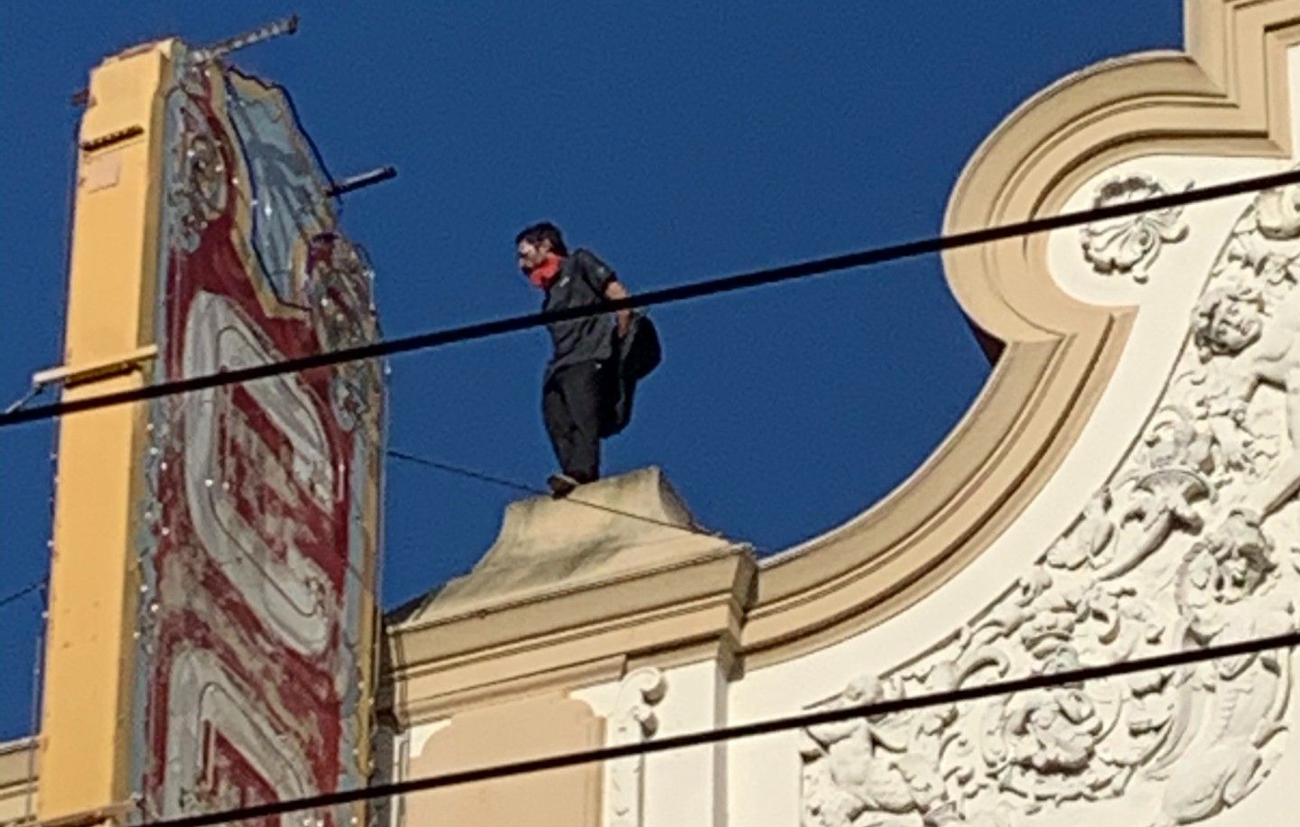 Guy Climbs and Damages Castro Theatre Sign, Creates Bizarre 90-Minute Standoff