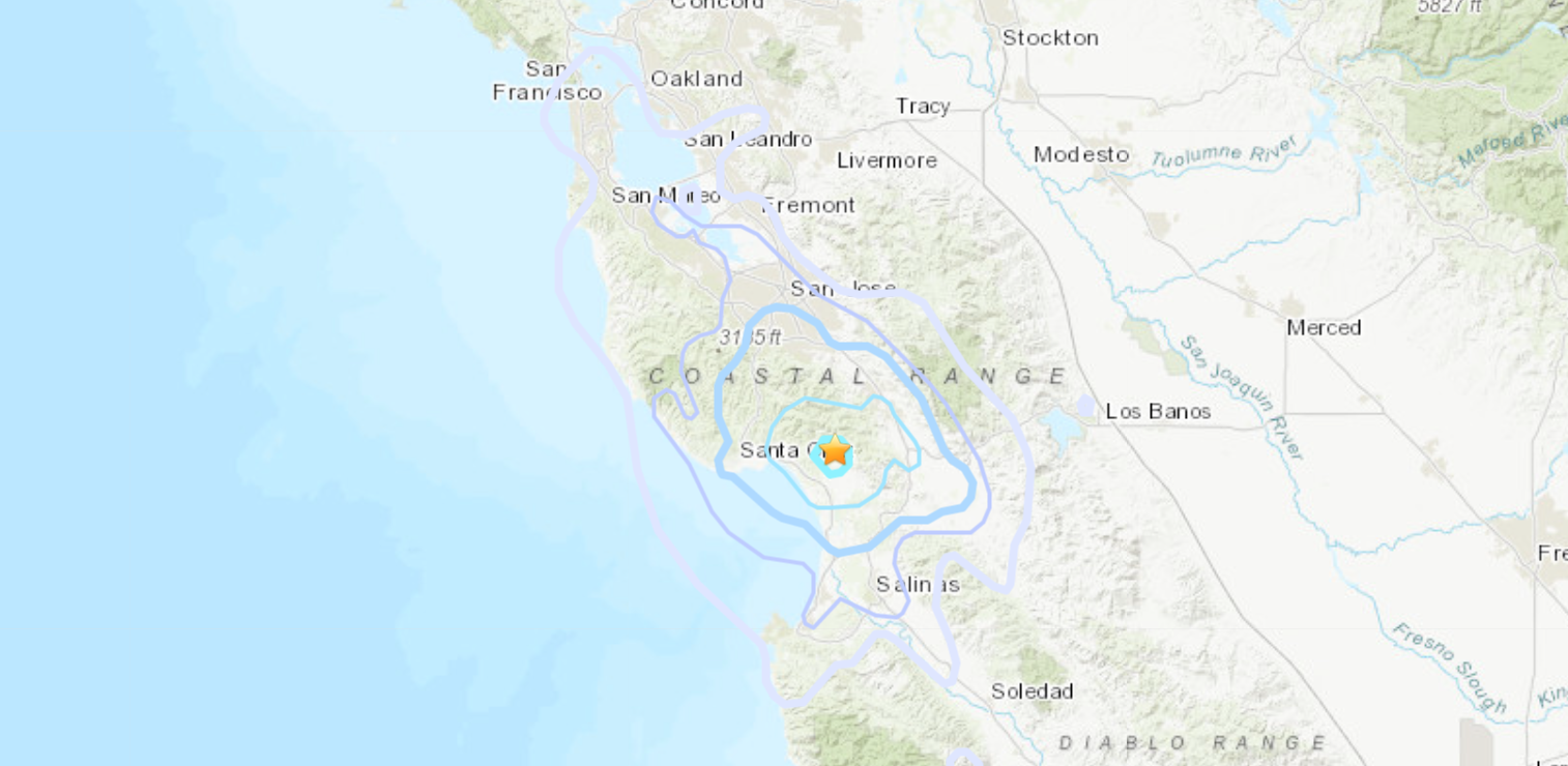 3.6M Earthquake Strikes Near Santa Cruz, 'Light Shaking' Recorded in South Bay