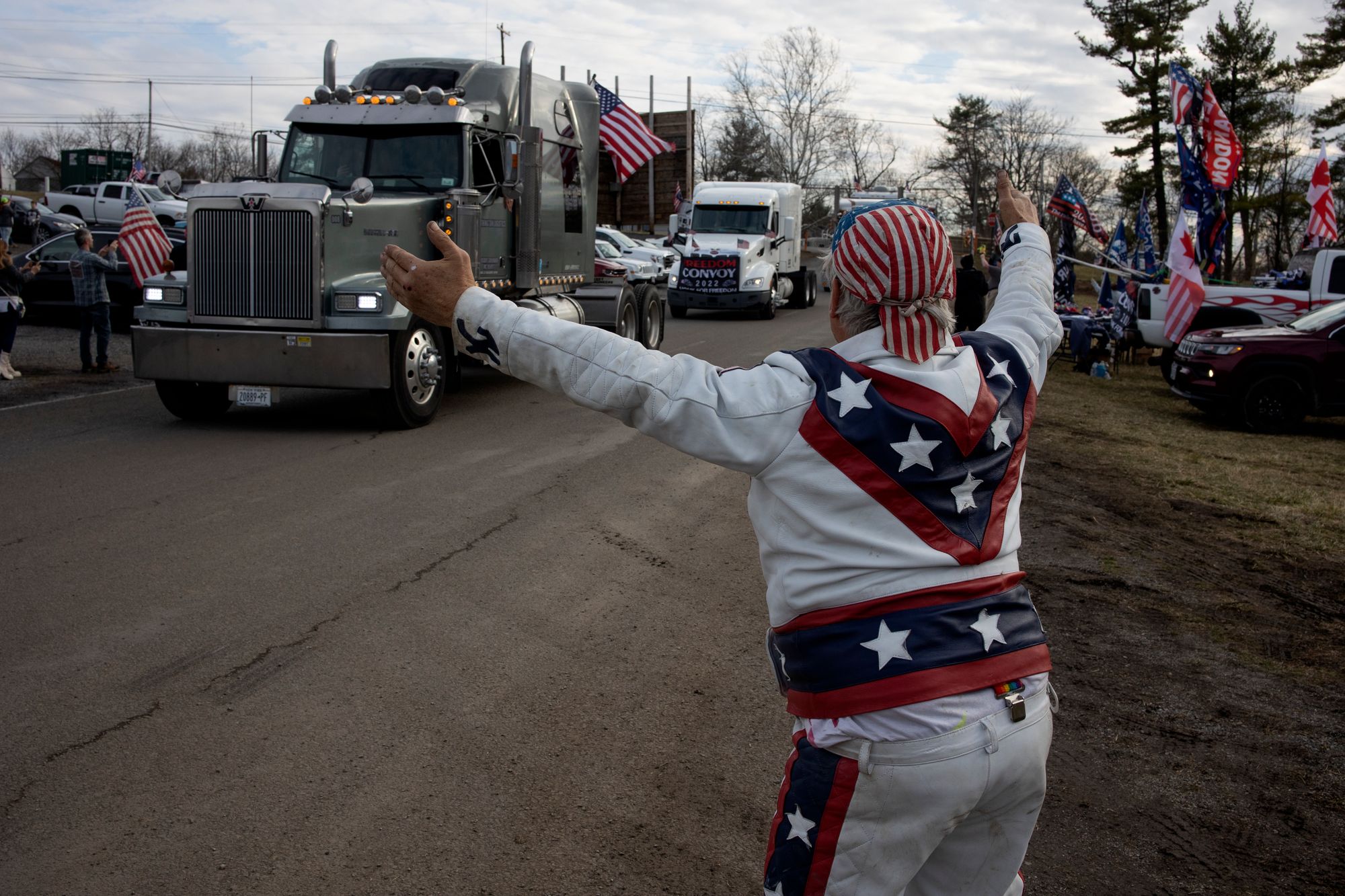 Watch: Trumper Trucker ‘Convoy’ Gets Pelted With Eggs in East Bay, Tries But Fails to Find Pelosi’s House