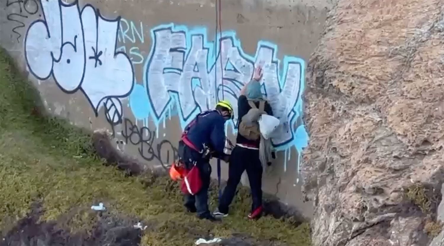 Man Requires Rescue From Outcropping Below Cliff House Popular With Taggers