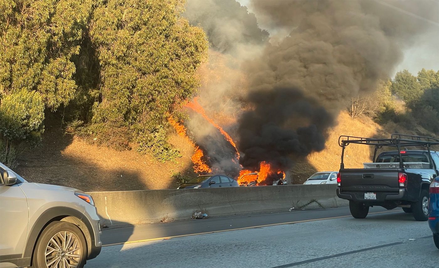 Tuesday Morning Topline: Car Fire On Oakland Freeway Quickly Spreads to Brush