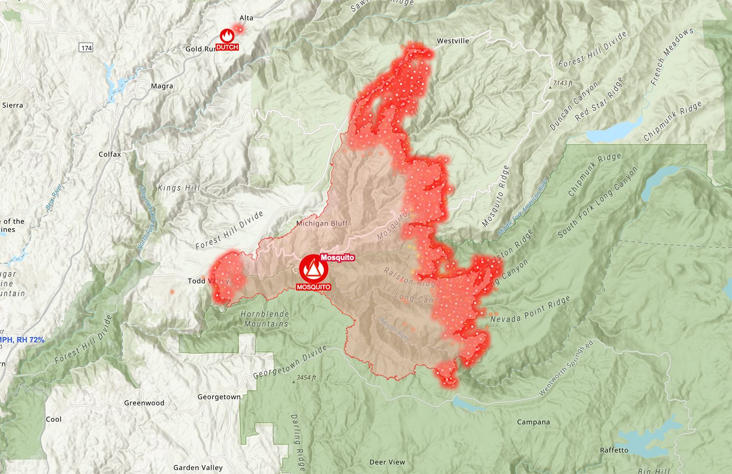 Mosquito Fire Quickly Grows To Largest CA Wildfire Of The Year At   Mosquito Fire Firemappers 9 15 