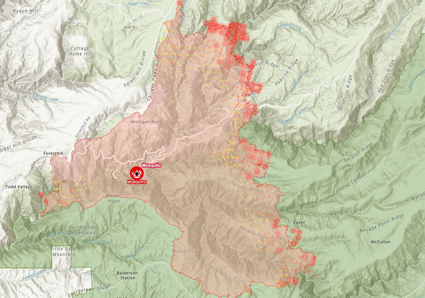 Mosquito Fire Nears 50 000 Acres Now 18 Contained   Mosquito Fire Firemappers 