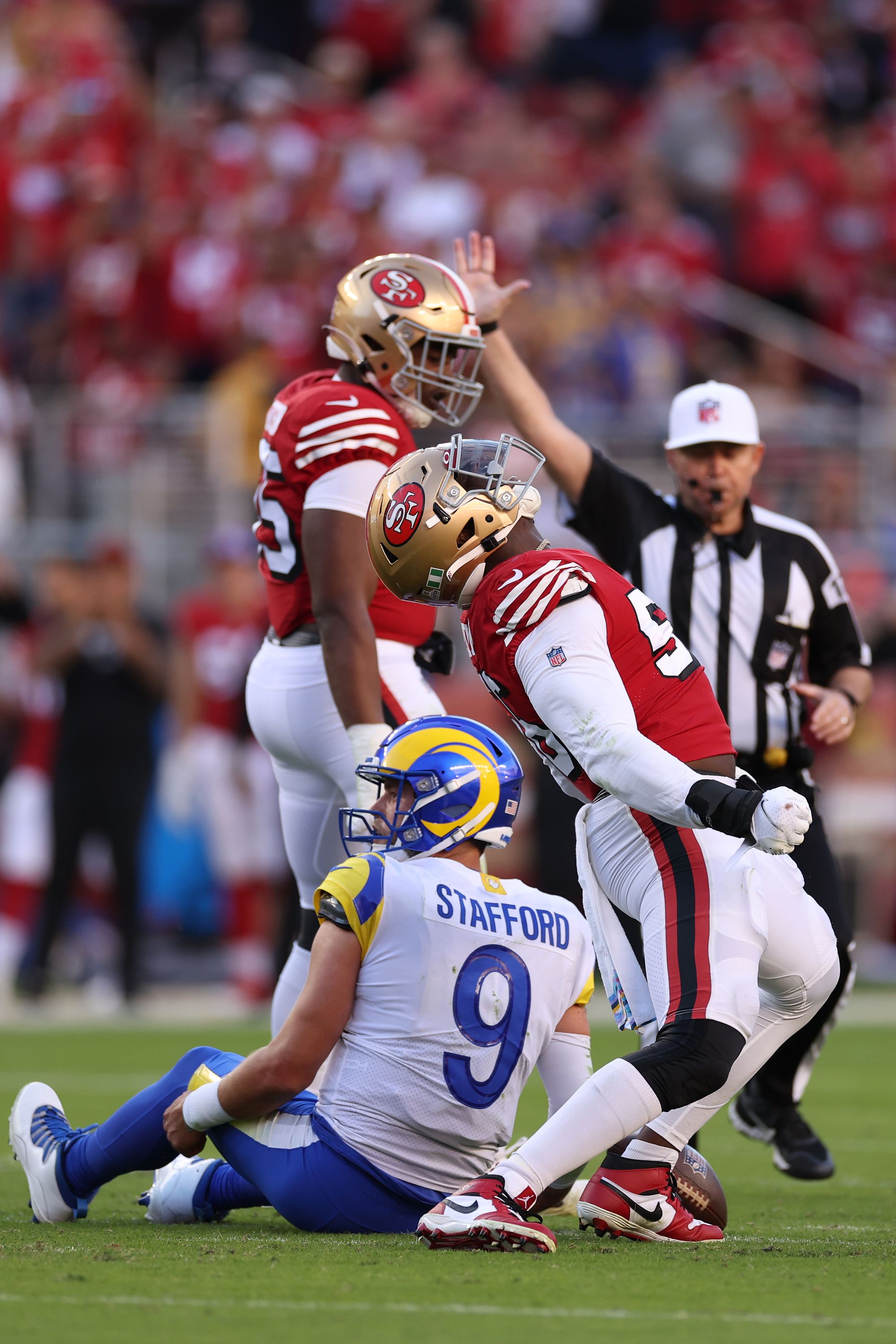 Talanoa Hufanga Intercepts a Matthew Stafford Pass for a Pick-Six