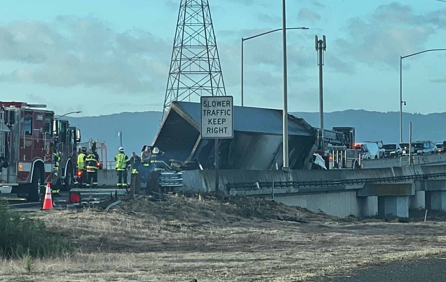 Big Rig Full of Shrimp Catches Fire on Dumbarton Bridge, Shuts Down