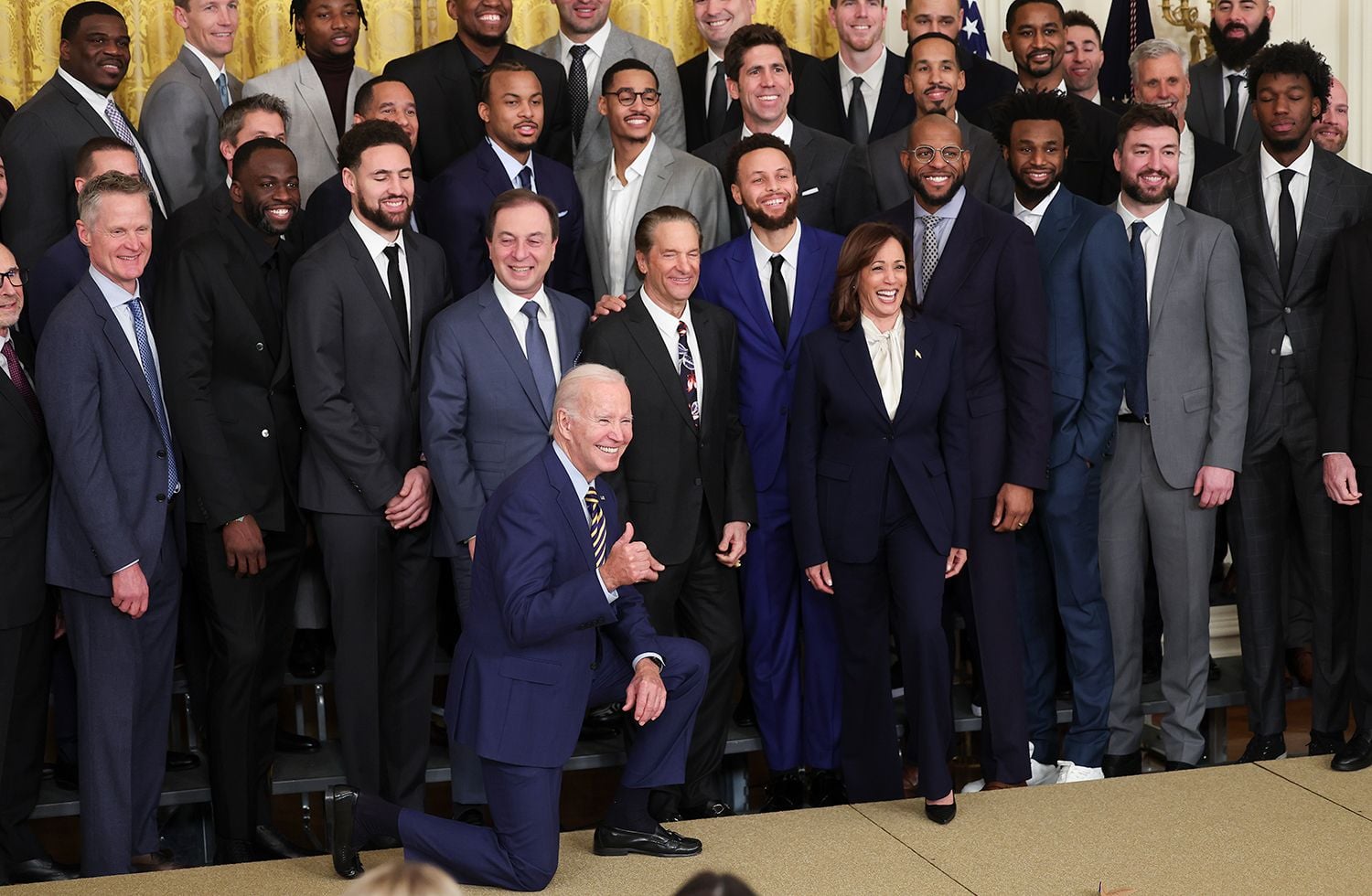 Biden Took a Knee For Photo With Warriors; Curry Expresses Thanks for Britney Griner's Return
