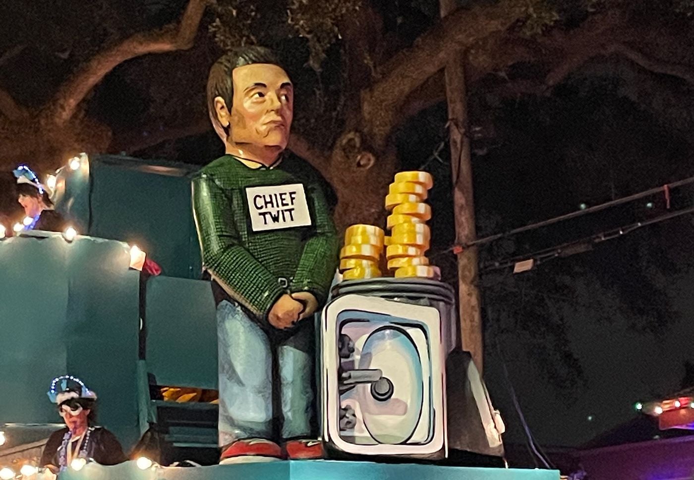 Elon Musk's Twitter Debacle Mocked on Mardi Gras Parade Float