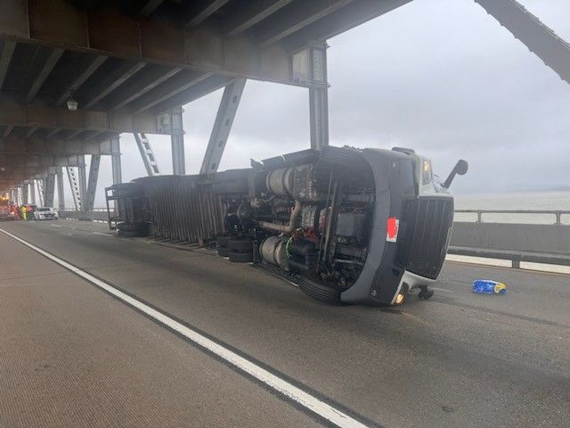Day Around the Bay: Winds Knock Over Big Rig On Richmond-San Rafael Bridge