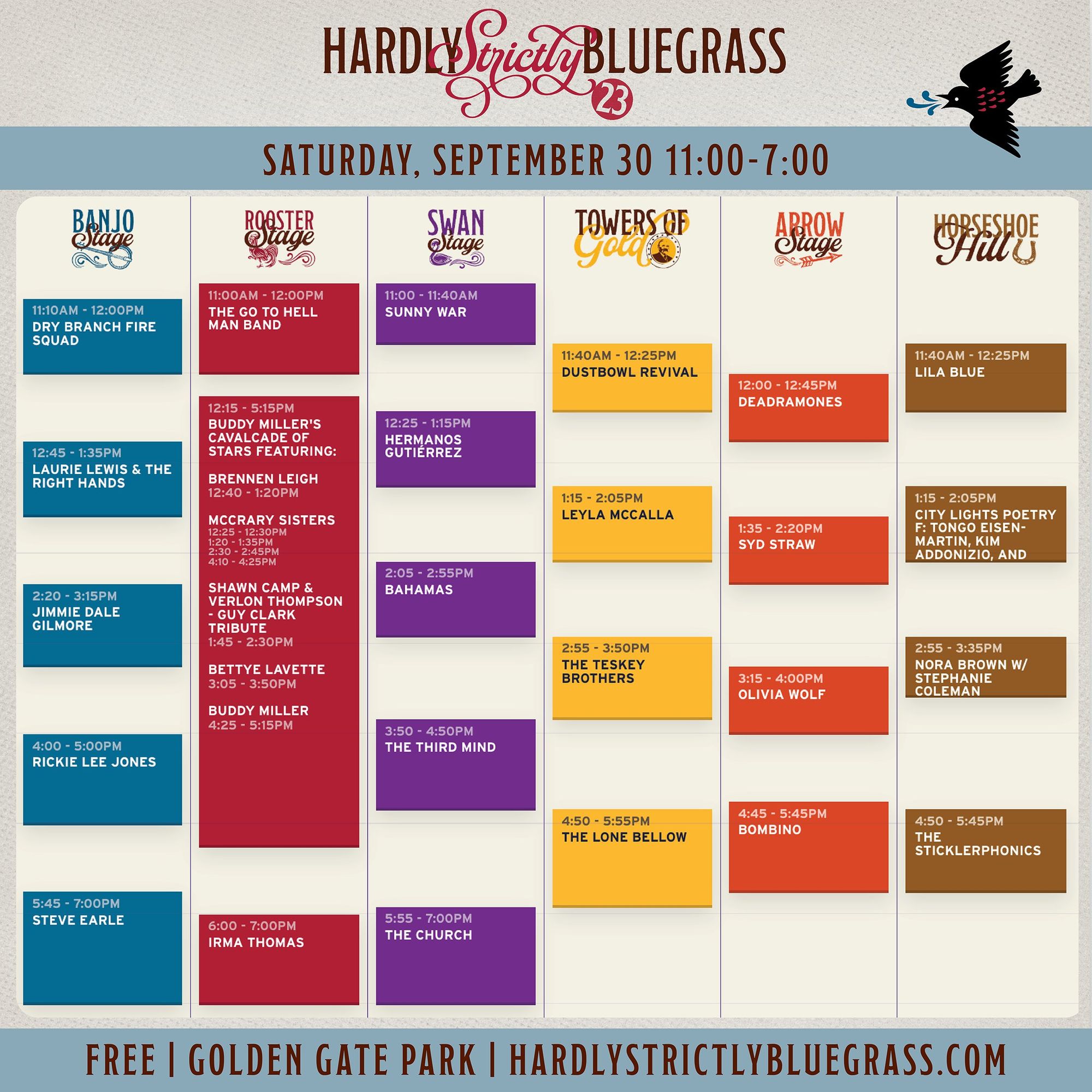 Hardly Strictly Bluegrass Releases Full Schedule and Set Times for Next