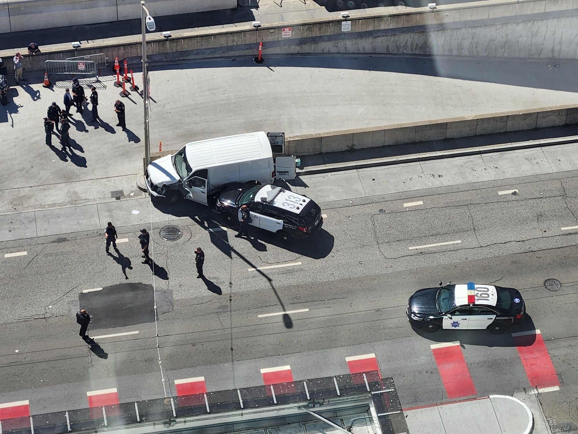 SFPD Chase of Murder Suspect Ends With Van Crashing at Third and Folsom Streets, During Moscone Center Conference