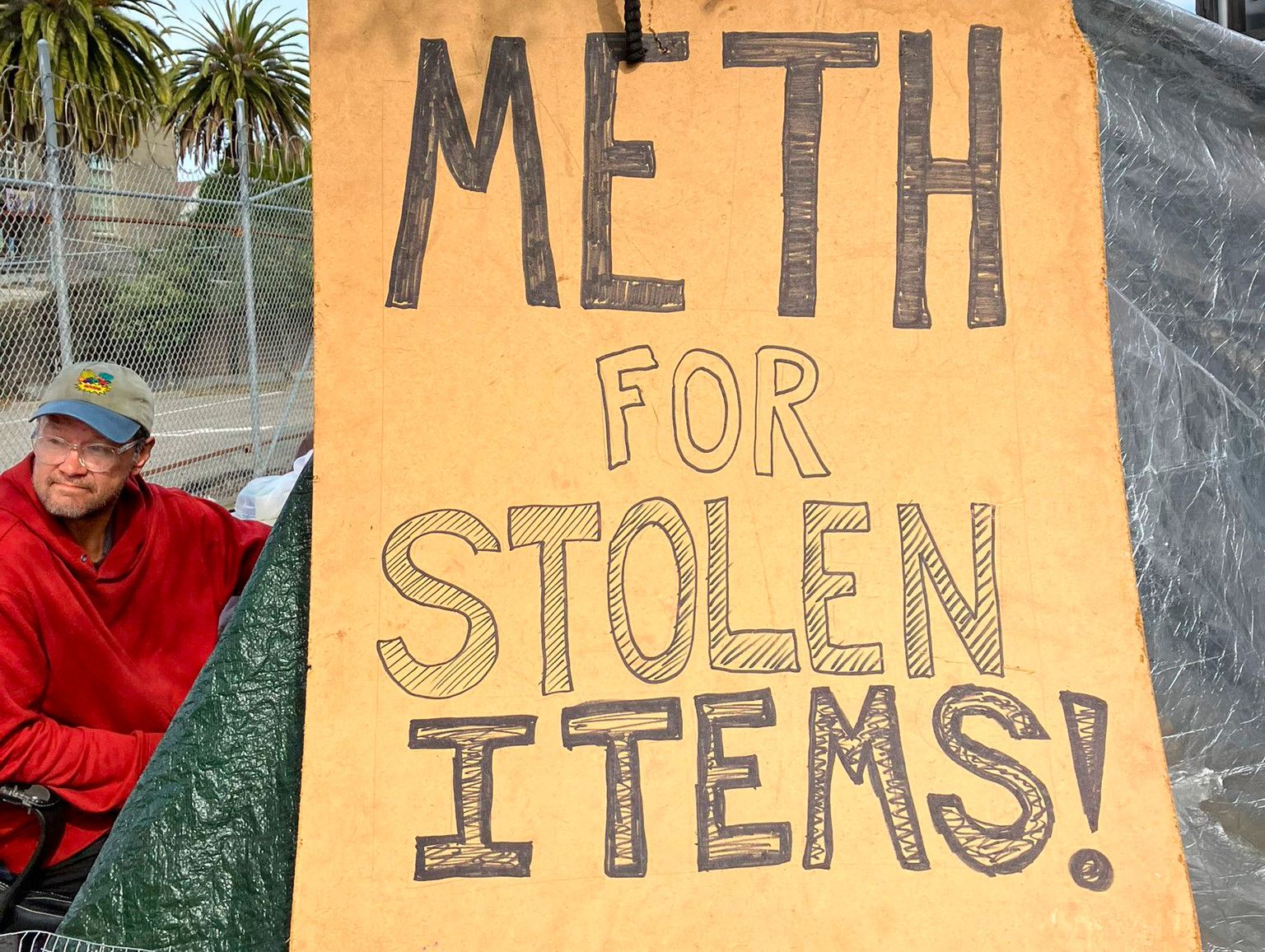 Guy With ‘Free Fentanyl’ Sign Outside School Finally Arrested, His Encampment Cleared