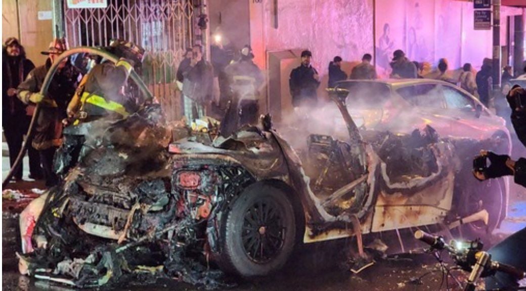Waymo Self-Driving Vehicle Vandalized, Set on Fire in San Francisco Chinatown Saturday Night