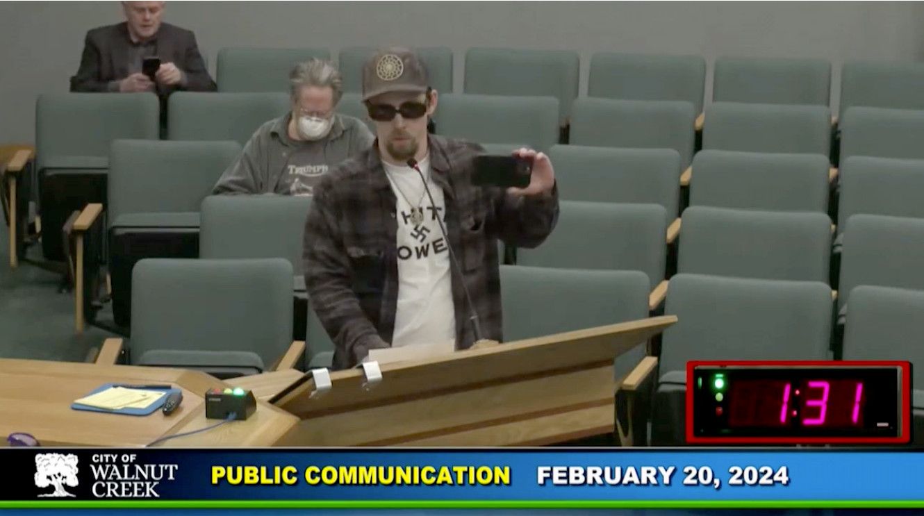 Guy In ‘White Power’ T-Shirt With Swastika Tries to Hijack Walnut Creek City Council Meeting With Antisemitic Rant