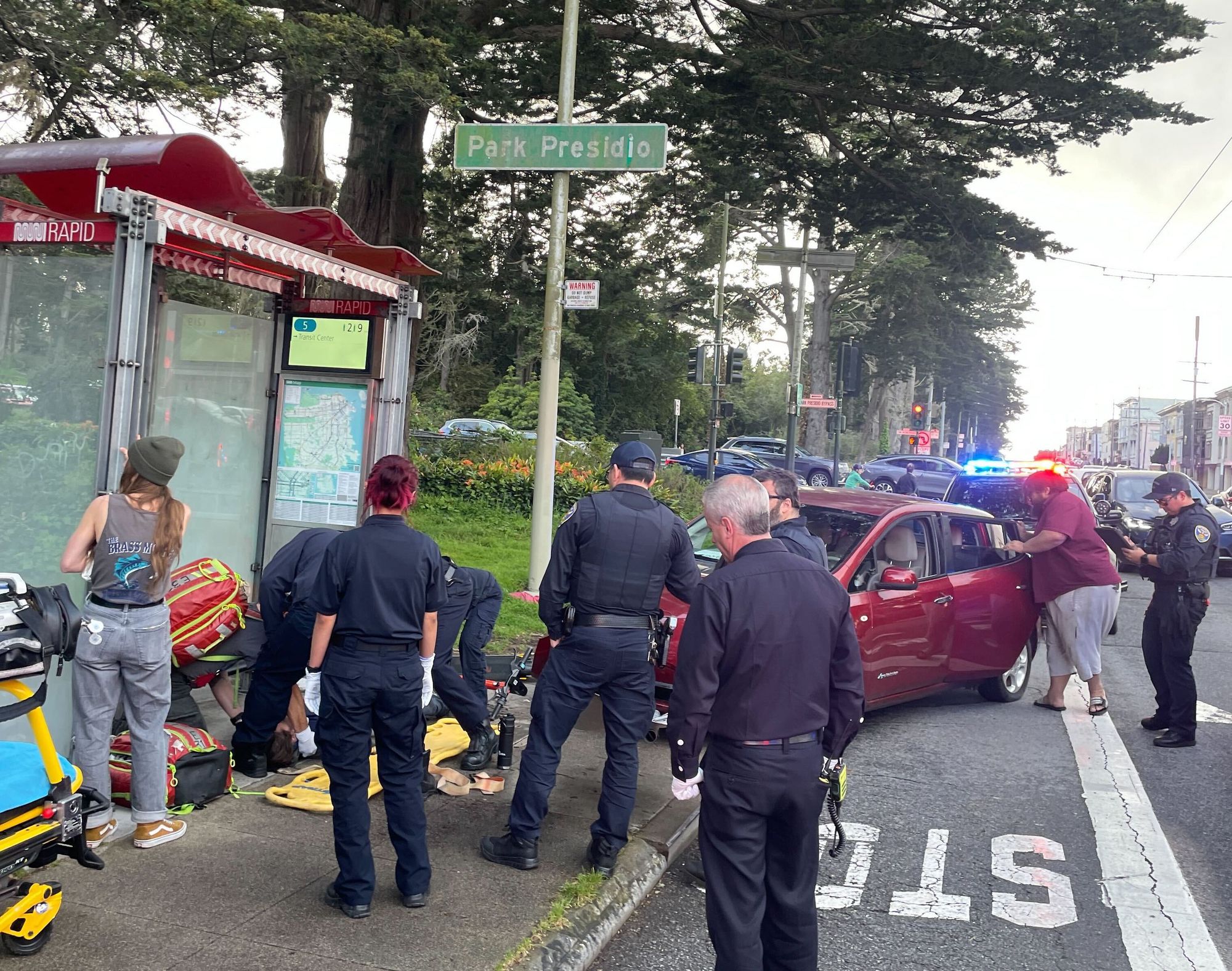 Pedestrian Injured After Being Struck by Car While Waiting for Bus in San Francisco's Richmond District