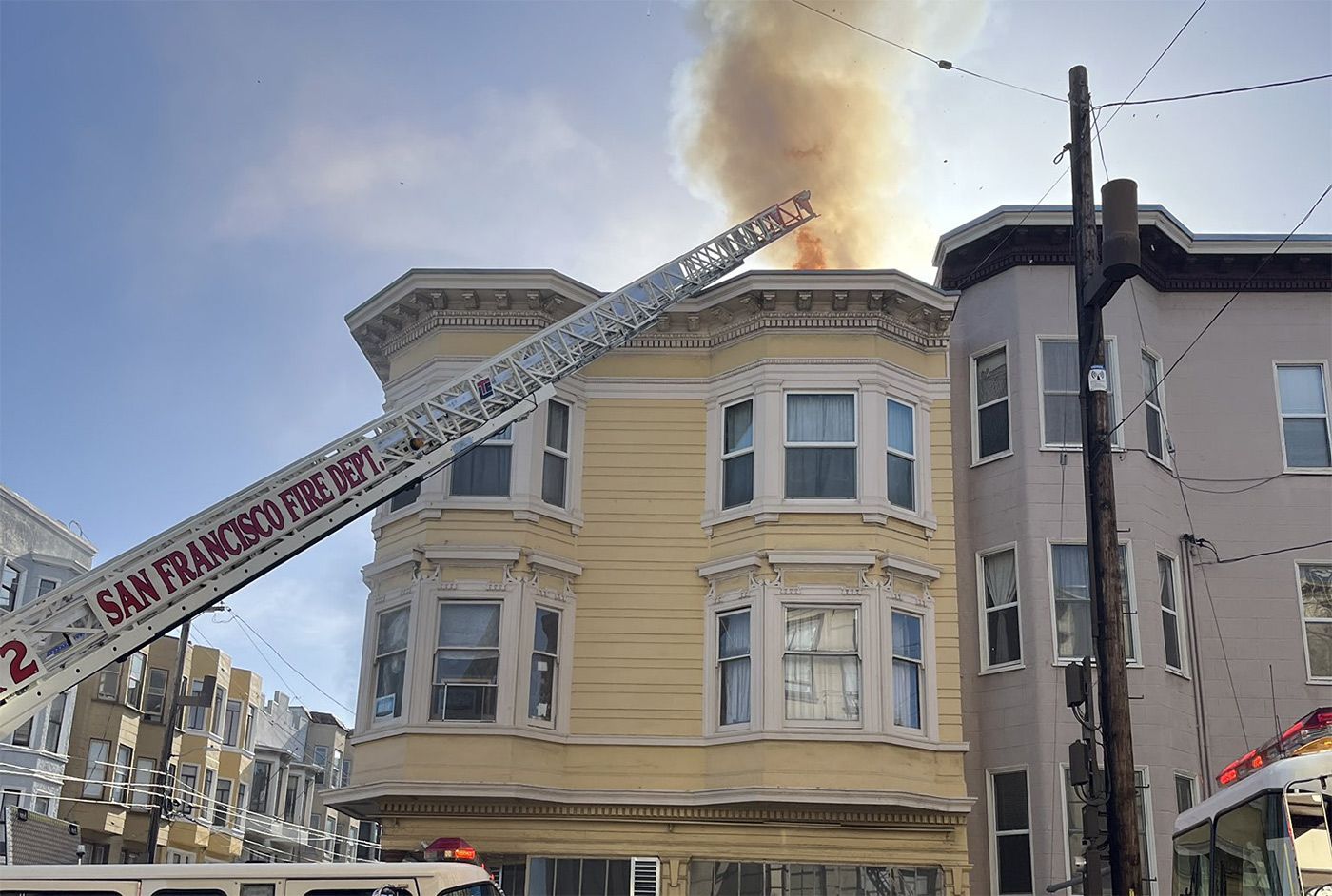 Fire Burns Three-Story Apartment Building In Nob Hill