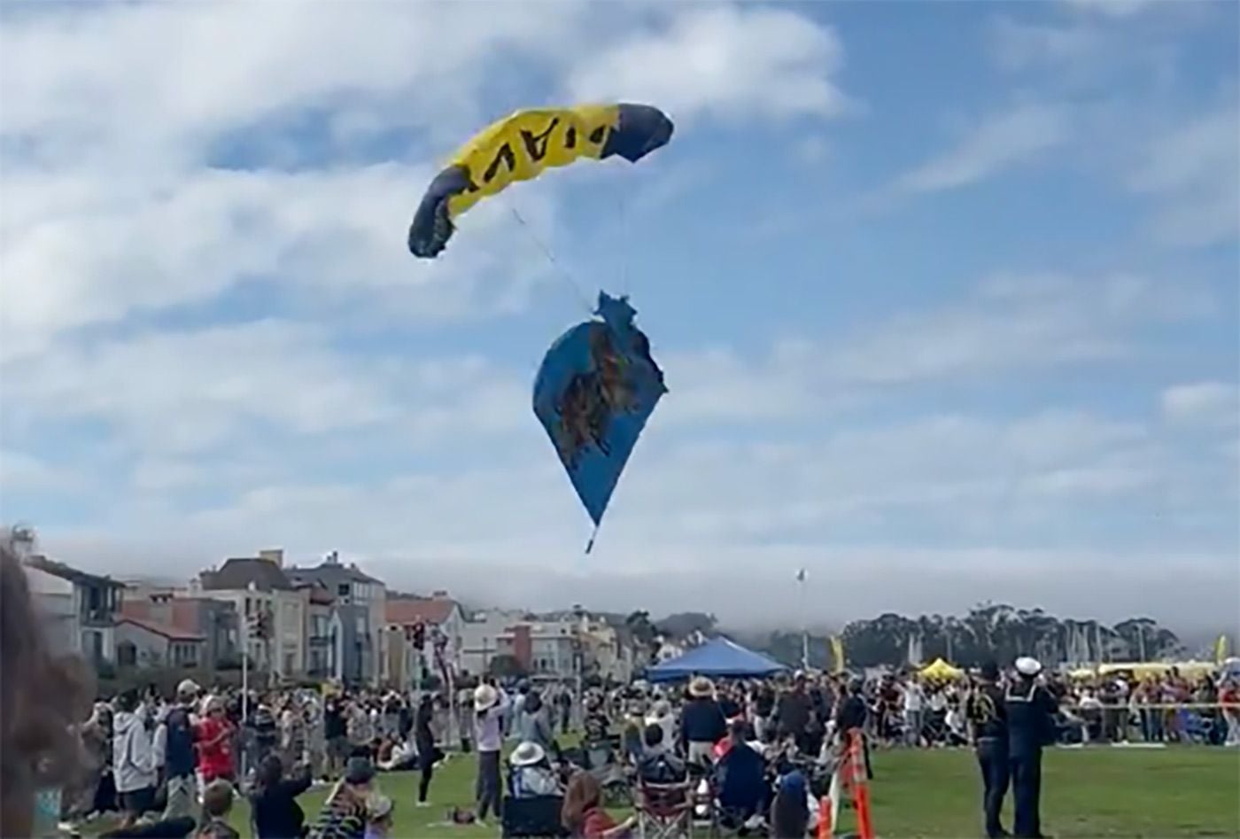 Navy Parachutist Crash-Lands Into Spectators at Marina Green