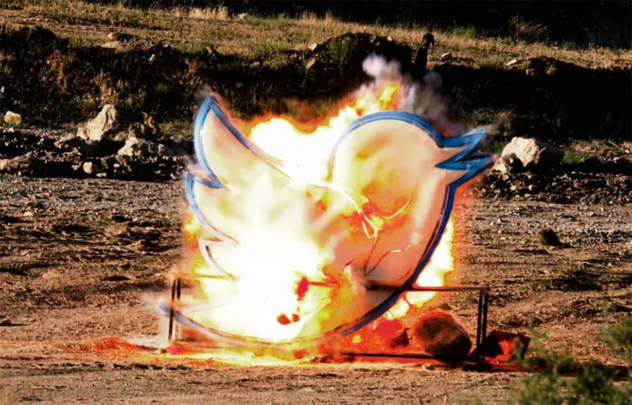 Twitter Bird Logo Blown Up In the Desert as Marketing Stunt By Classifieds Site