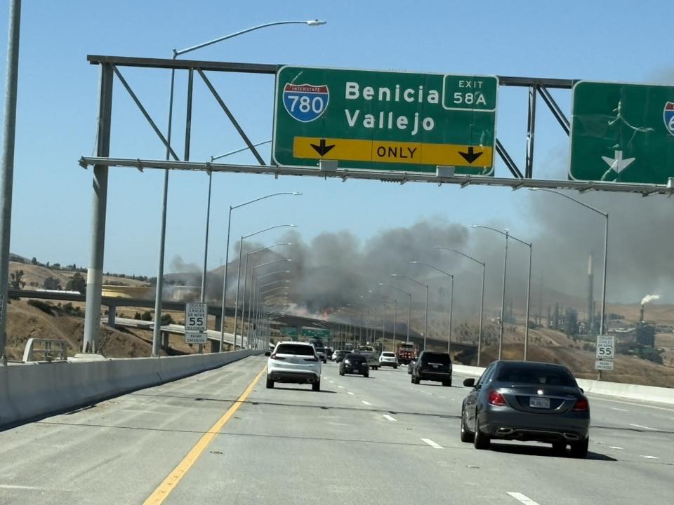 Day Around the Bay: Grass Fire in Benicia Shuts Down Many Lanes of I-680