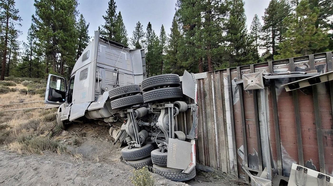 Truck Carrying Tesla Batteries Overturns on I-80 Near Truckee, Prompting Complex Cleanup