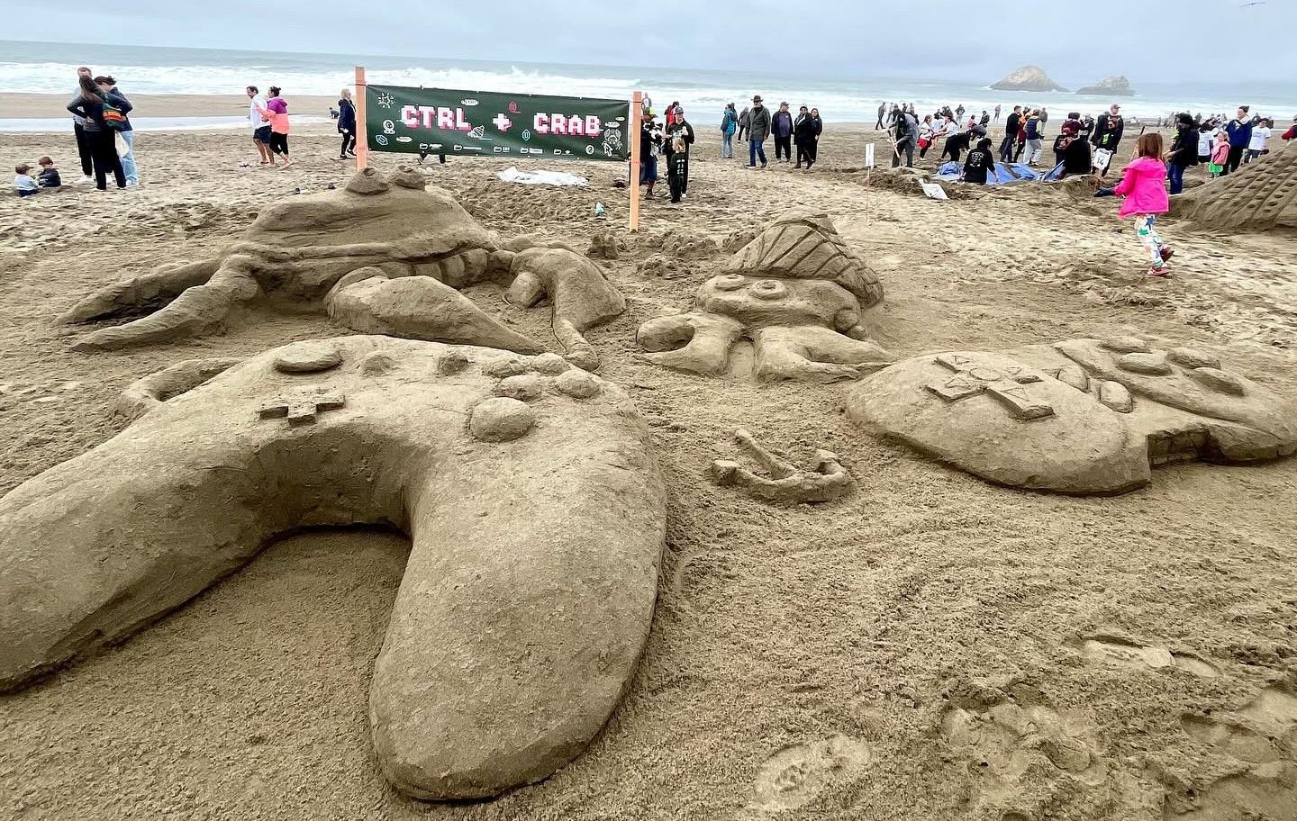 SF's Annual Sandcastle Classic Won by Giant Crabs Playing Video Games