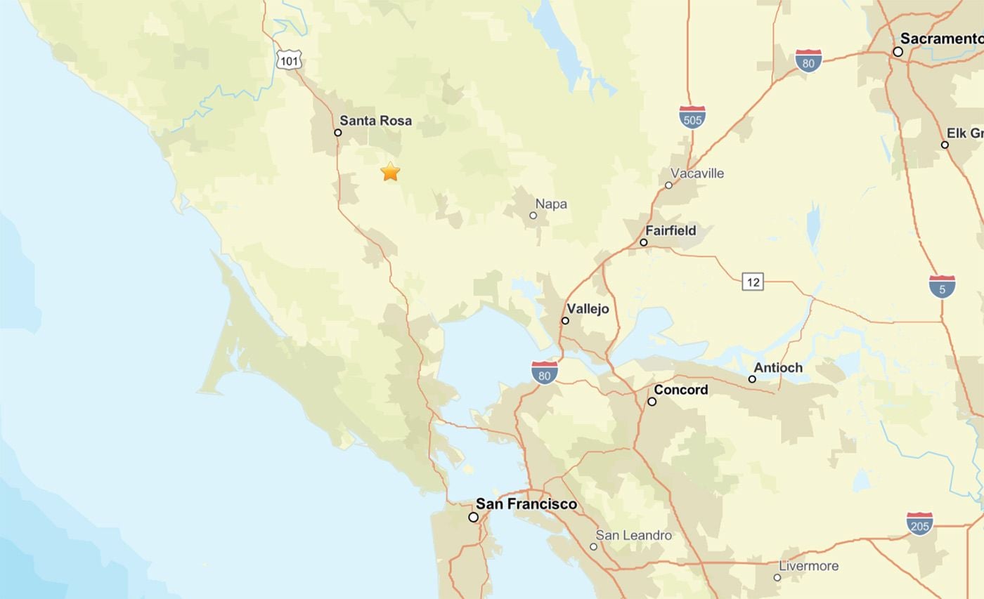 4.0M Earthquake Rattles Sonoma County, Centered Near Glen Ellen, Followed By 3.1M Aftershock