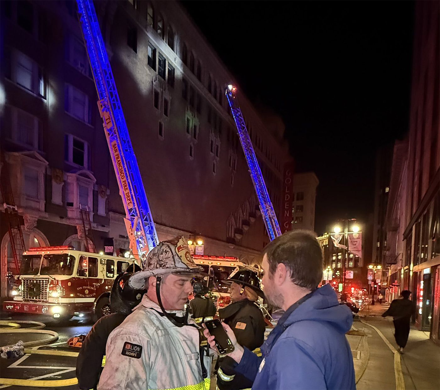 Six-Story Apartment Building Next to Golden Gate Theater Goes Up In Flames, 45 Displaced