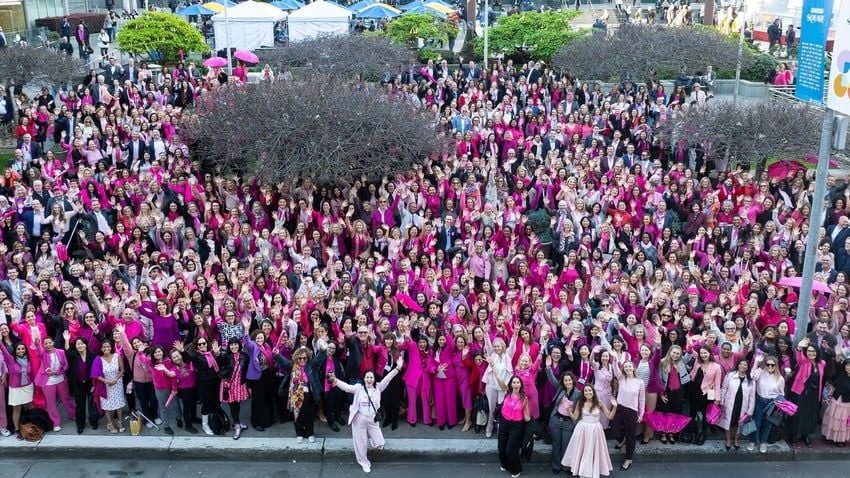 JP Morgan Conference Goes Full Woke and DEI, Women Executives in Pink Suits Flash-Mob Union Square