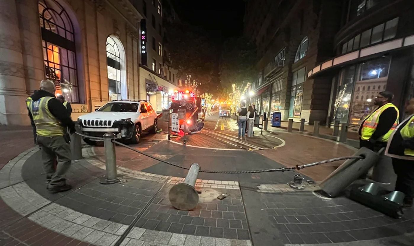 DUI Suspect Crashes Into Powell-Market Cable Car Turnaround, Prompting Overnight Closure
