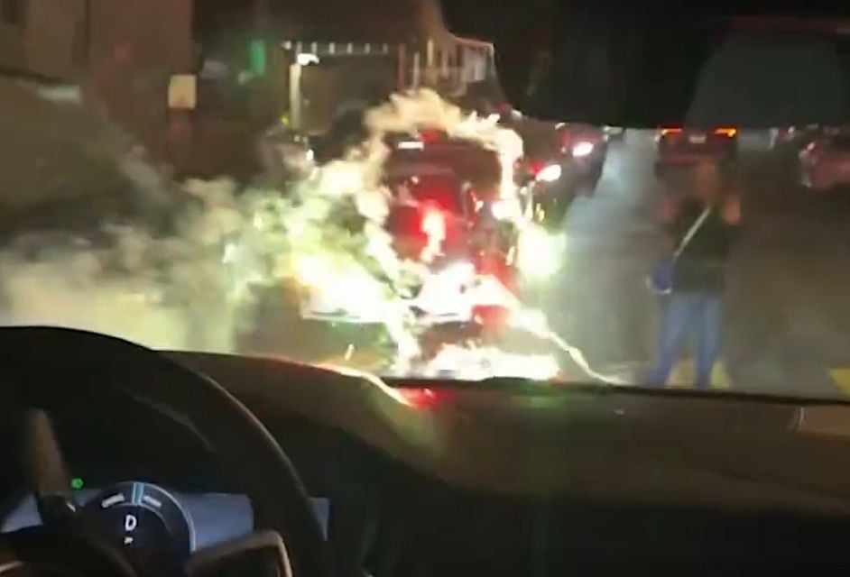 Passenger Films Waymo Driving Through Lit Firework, Another Empty Robotaxi Catches Fire
