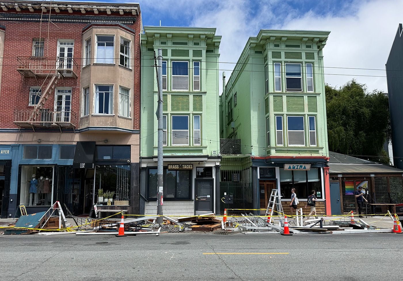Car Destroys Parklet Outside Anina and Brass Tacks In Hayes Valley