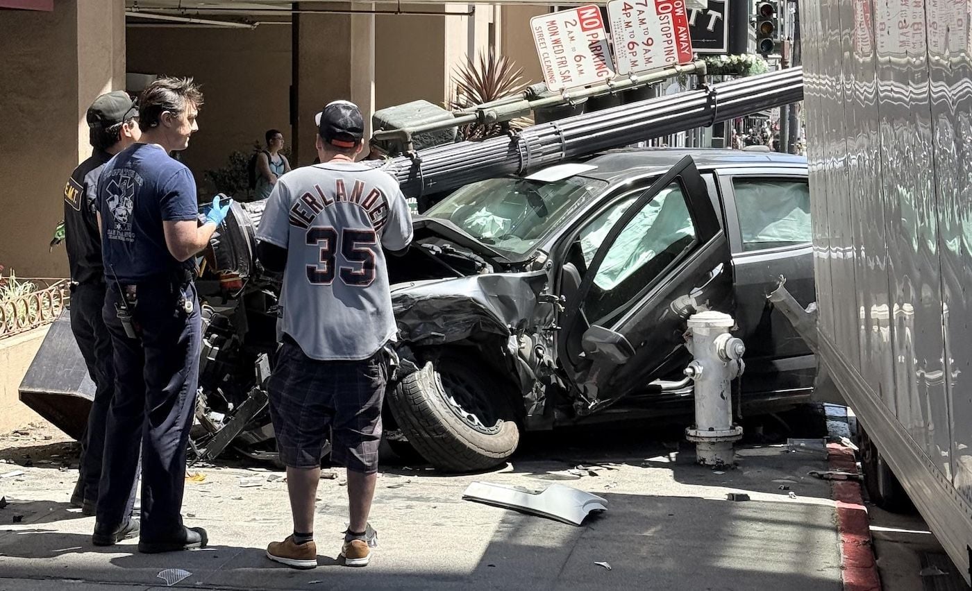 Pickup Truck Strikes Two Pedestrians, Rams Light Pole In SF’s Union Square
